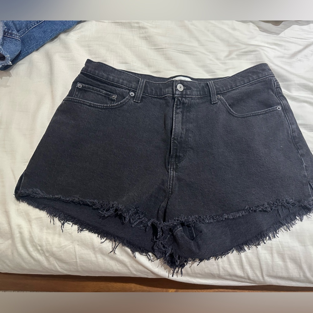 Abercrombie & Fitch Black Jean Shorts Distressed Style